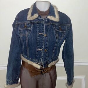 Denim Faux Fur Trim Jacket